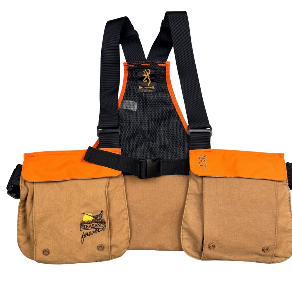 Browning Pheasants Forever Upland Hunting Strap Vest Blaze Orange Tan Adjustable